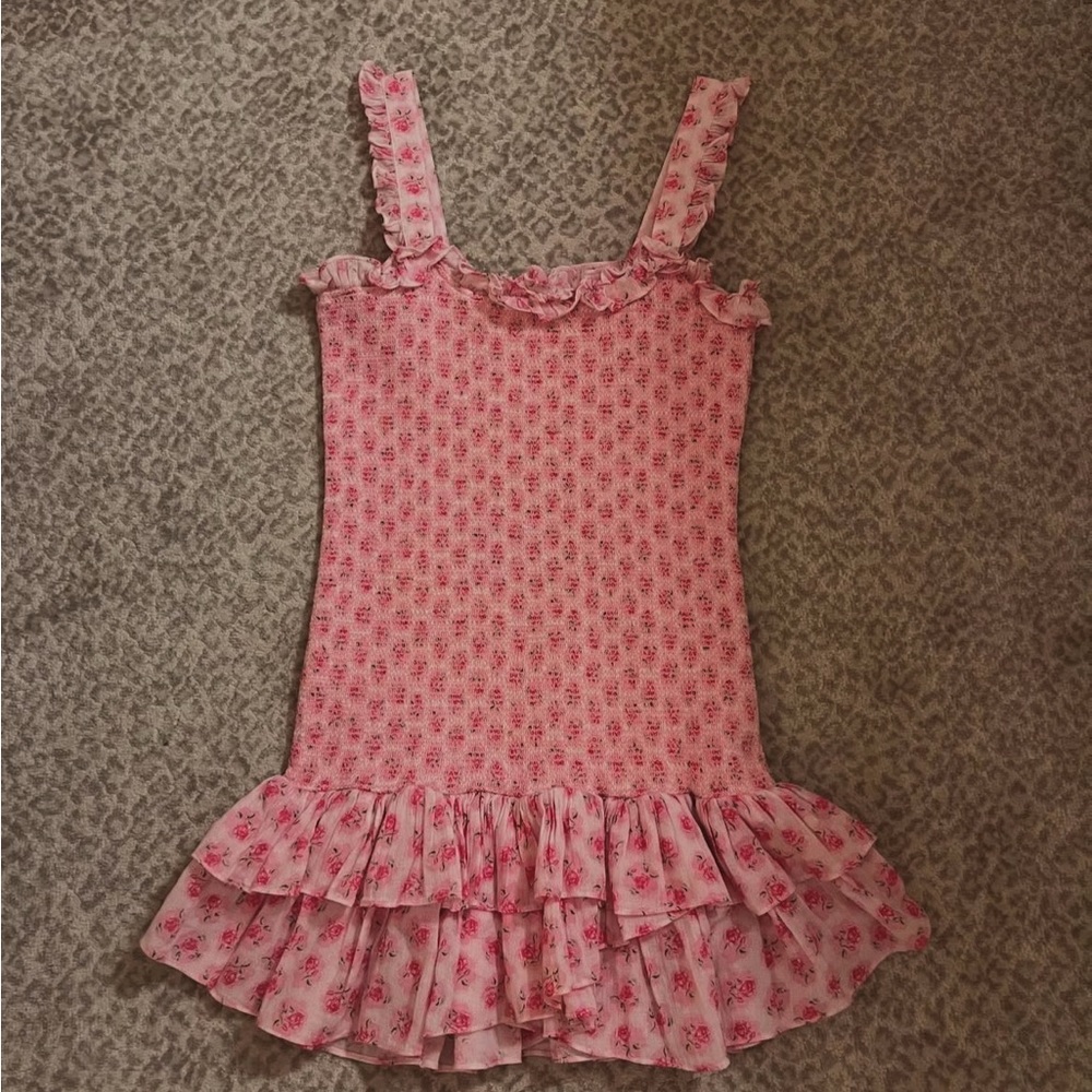 LoveShackFancy- Breyer Floral Smocked Ruffle Mini Dress | Size: Petite